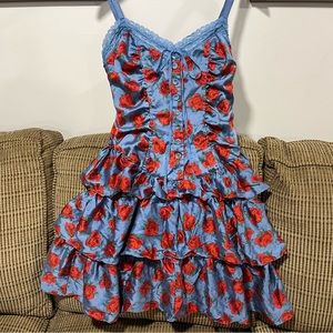 Betsey Johnson RARE vintage ruffled corset dress. Size 8